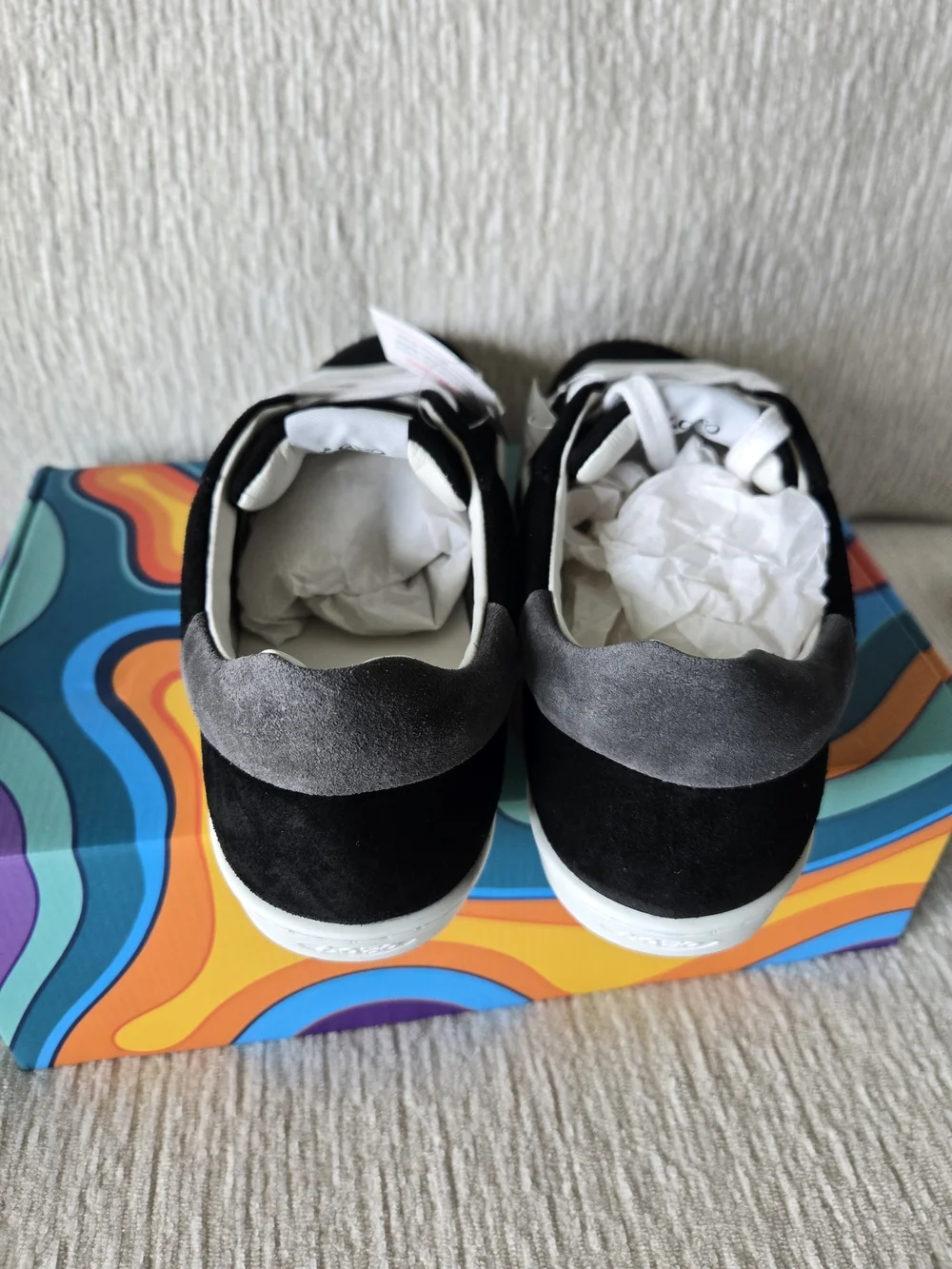 Women's Black Suede Low-Top Sneakers with White Laces